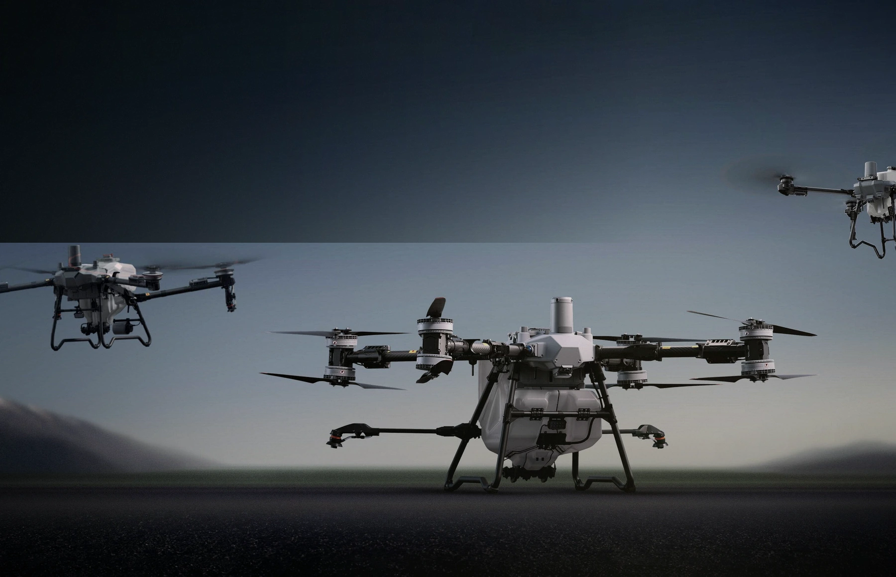 Industrial drones operating in an outdoor field environment